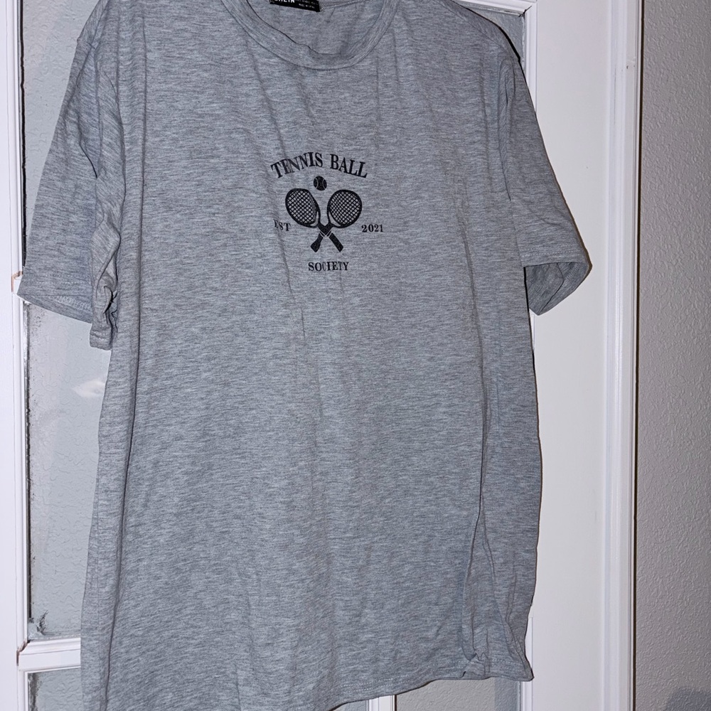 SHEIN Gray Tennis Ball Society womens Tee